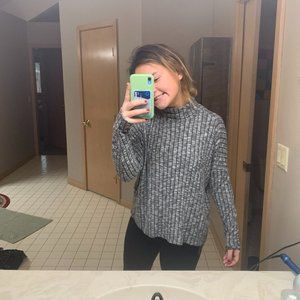 Striped Textured Grey Turtleneck